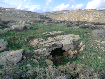 Fig. 6 – An entrance to a living cave, in a unnamed site (near Kh. el-Marjim) Dated to the Persian Period