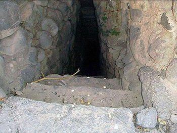 A recently exposed underground passageway at Kursi. New excavation will take place begining September 2001.