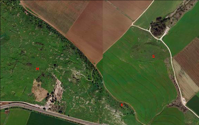 Excavation Areas Plotted on LiDAR.