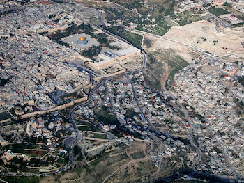  Temple Mount and City of David Aerial - photo BiblePlaces.com